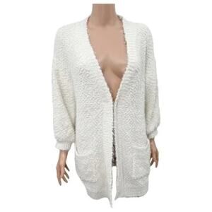 FRNCH Paris Popcorn sWEATER Soft Open Front Long Cardigan NWT smALL/MEDIUM cREAM